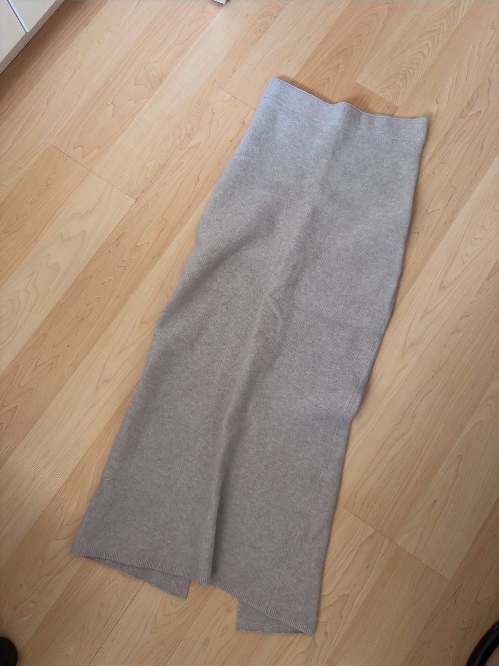 Babaton Light grey Knit Maxi Skirt